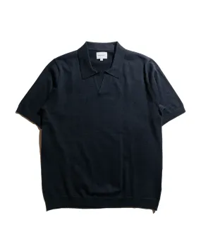 Printed design Eco friendly materials Norse Projects Leif Cotton Linen Polo Dark Navy