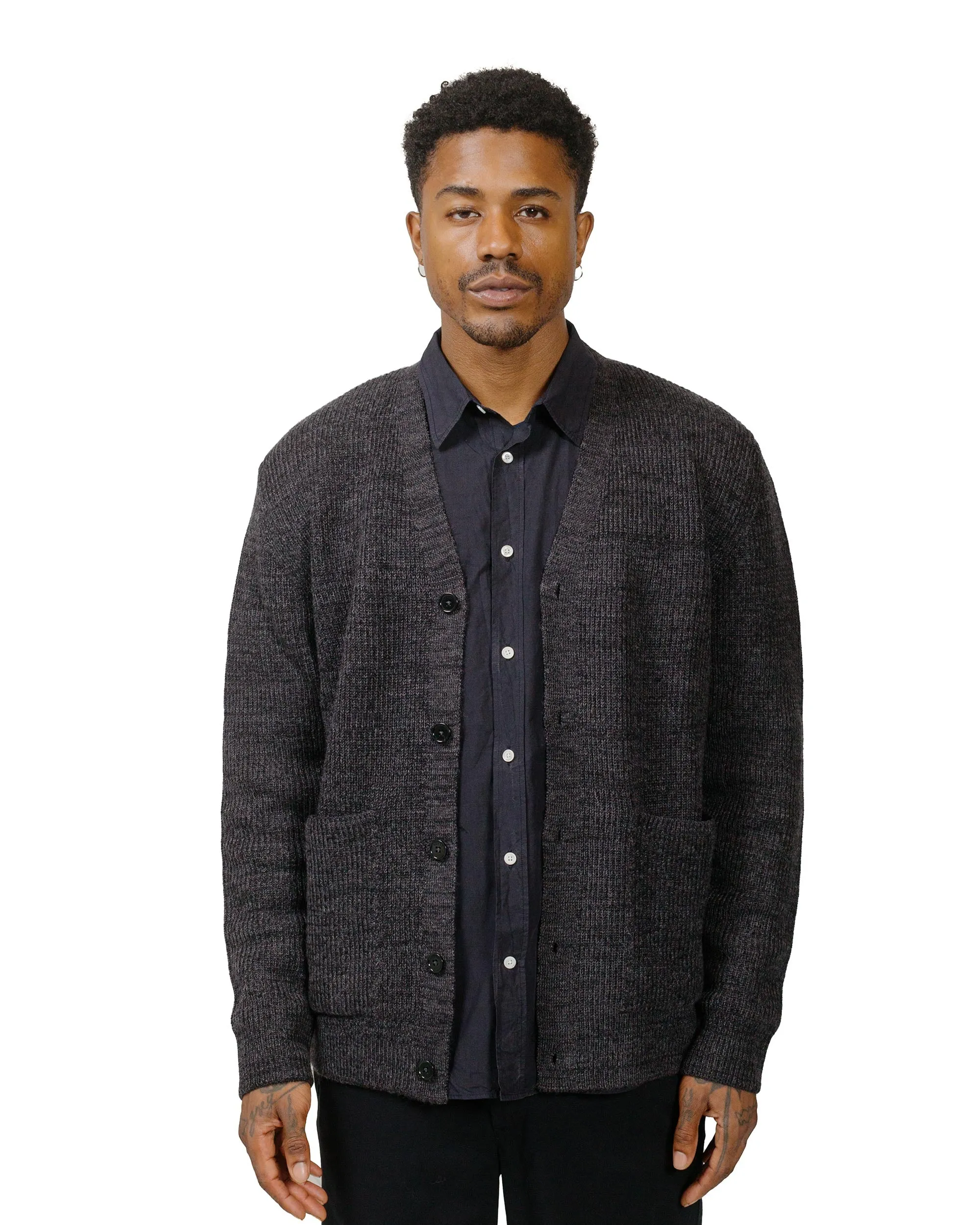 Norse Projects Loki Wool Cotton Rib Cardigan Dark Grey Melange Streetwear Basics Chic Hoodie