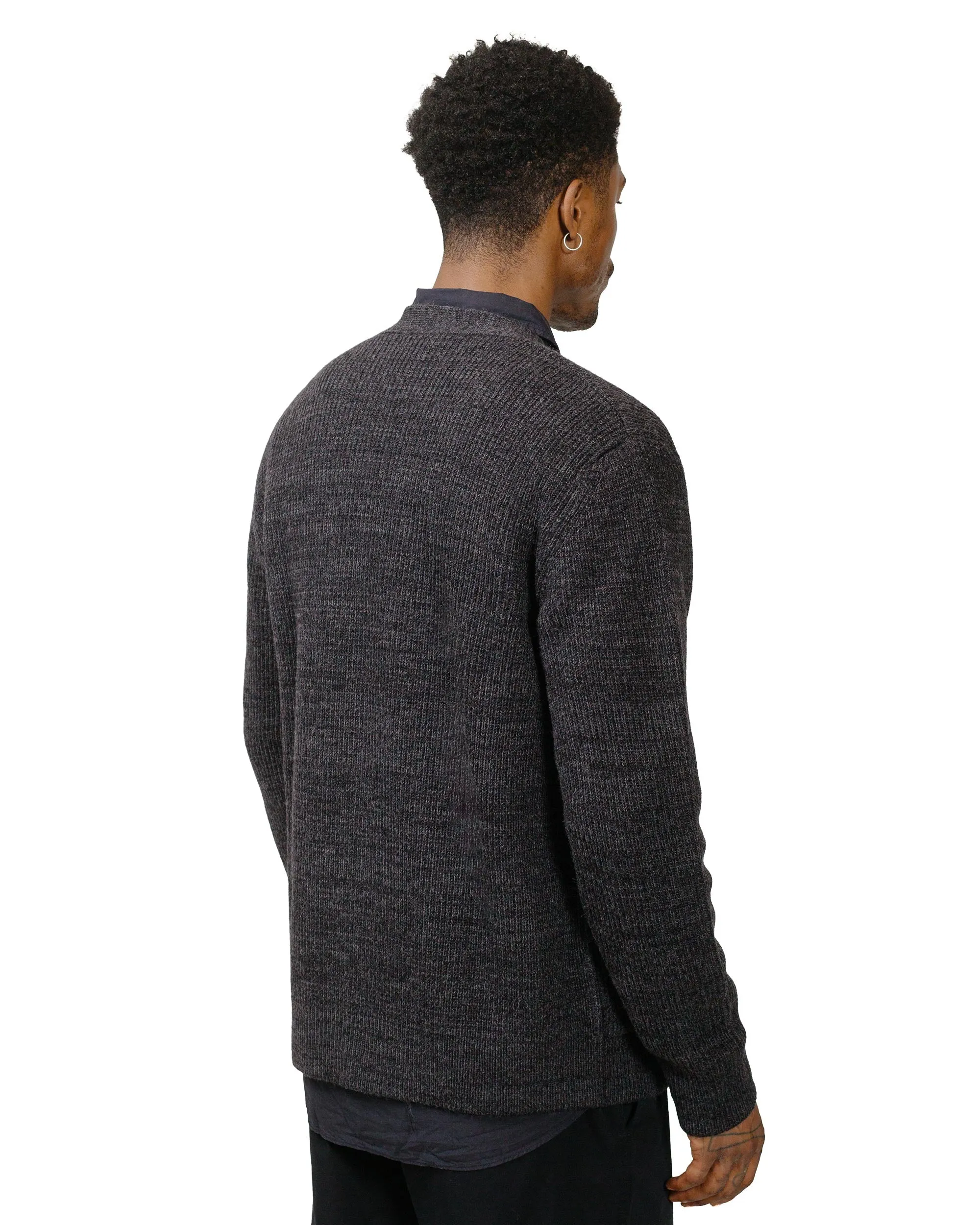 Norse Projects Loki Wool Cotton Rib Cardigan Dark Grey Melange Performance Wear Mesh Lining