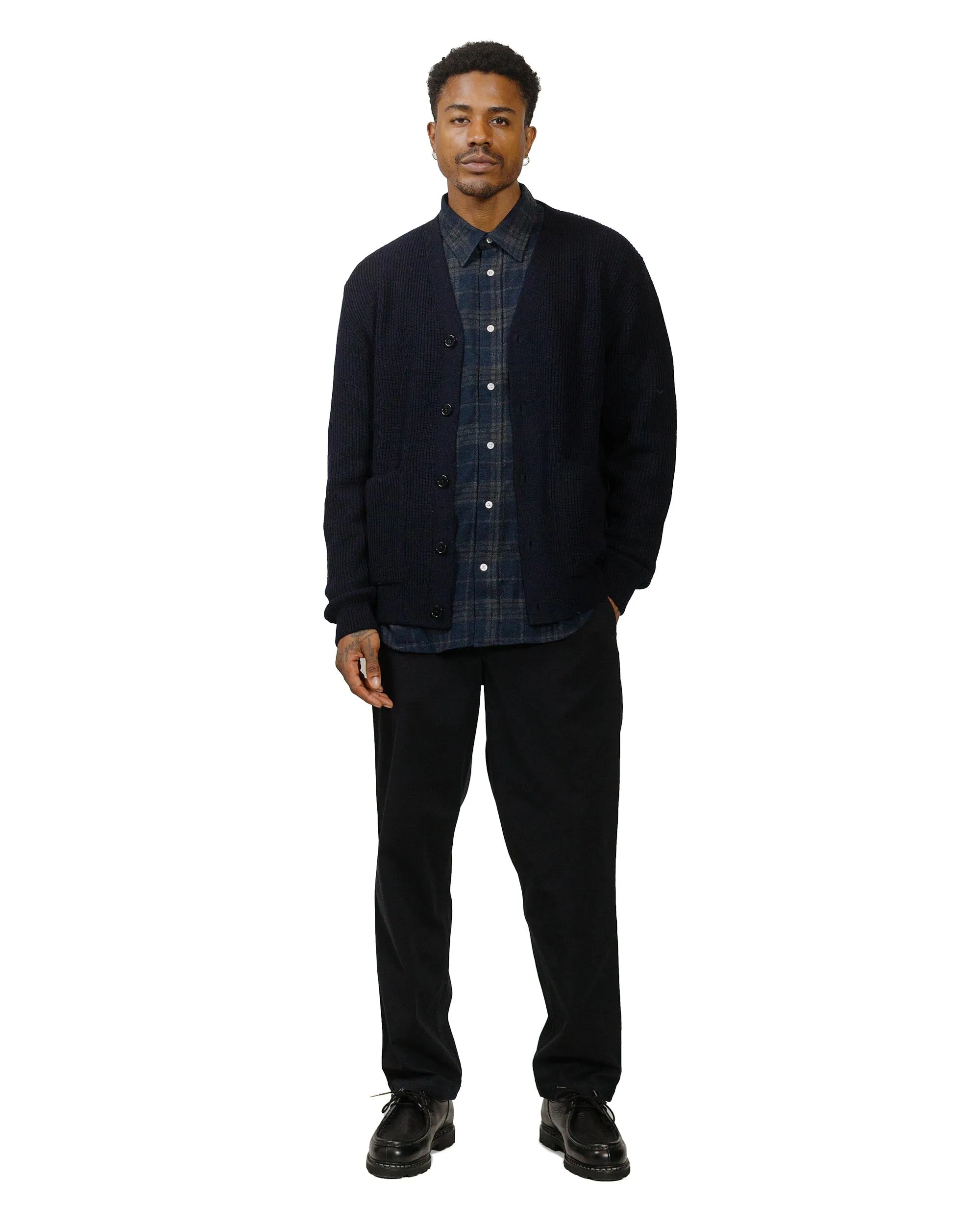 Norse Projects Loki Wool Cotton Rib Cardigan Dark Navy Weekend Relaxed Comfy Street