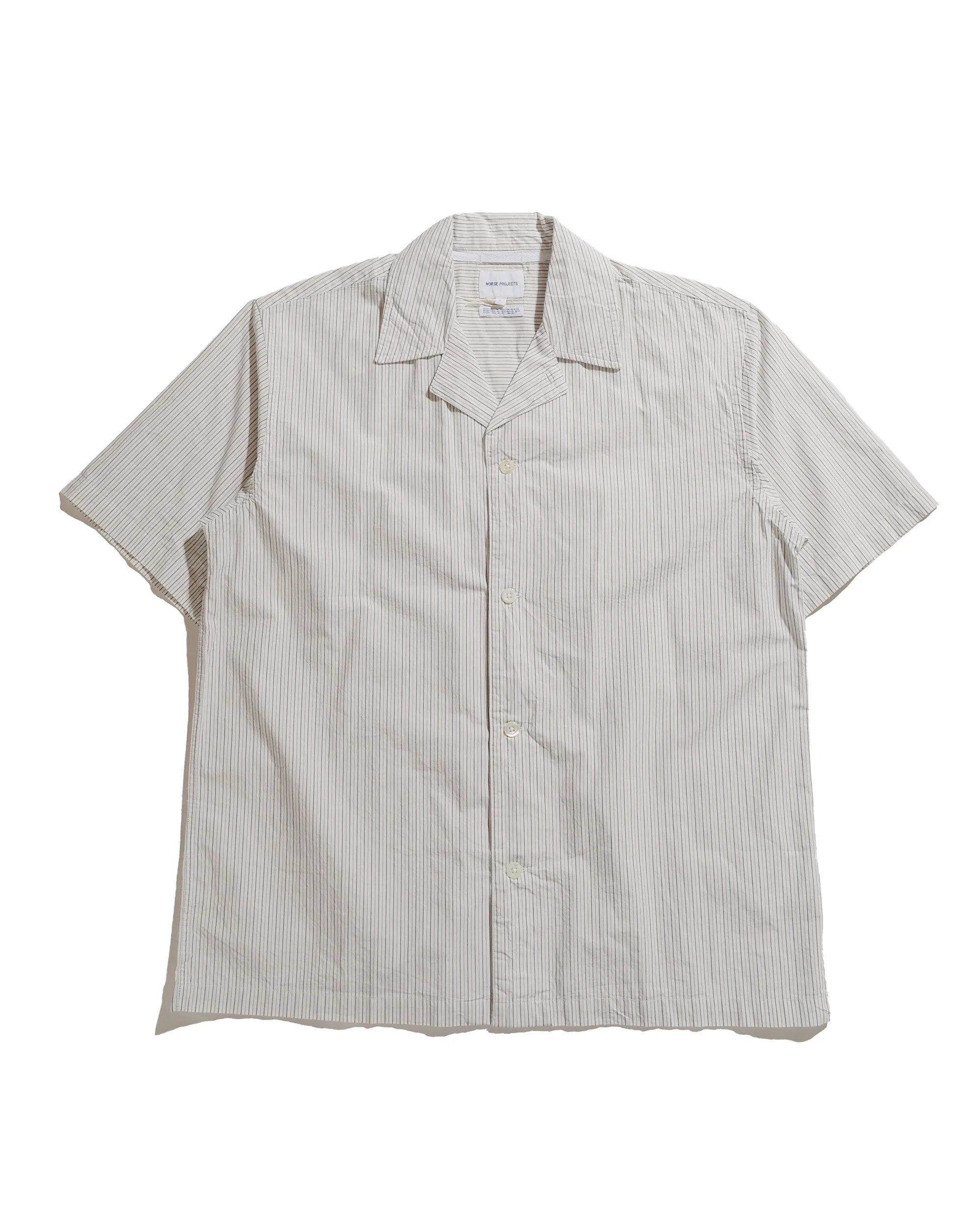 Norse Projects Mads Poplin Stripe SS Ecru Ultra Soft Interior Winter Layering