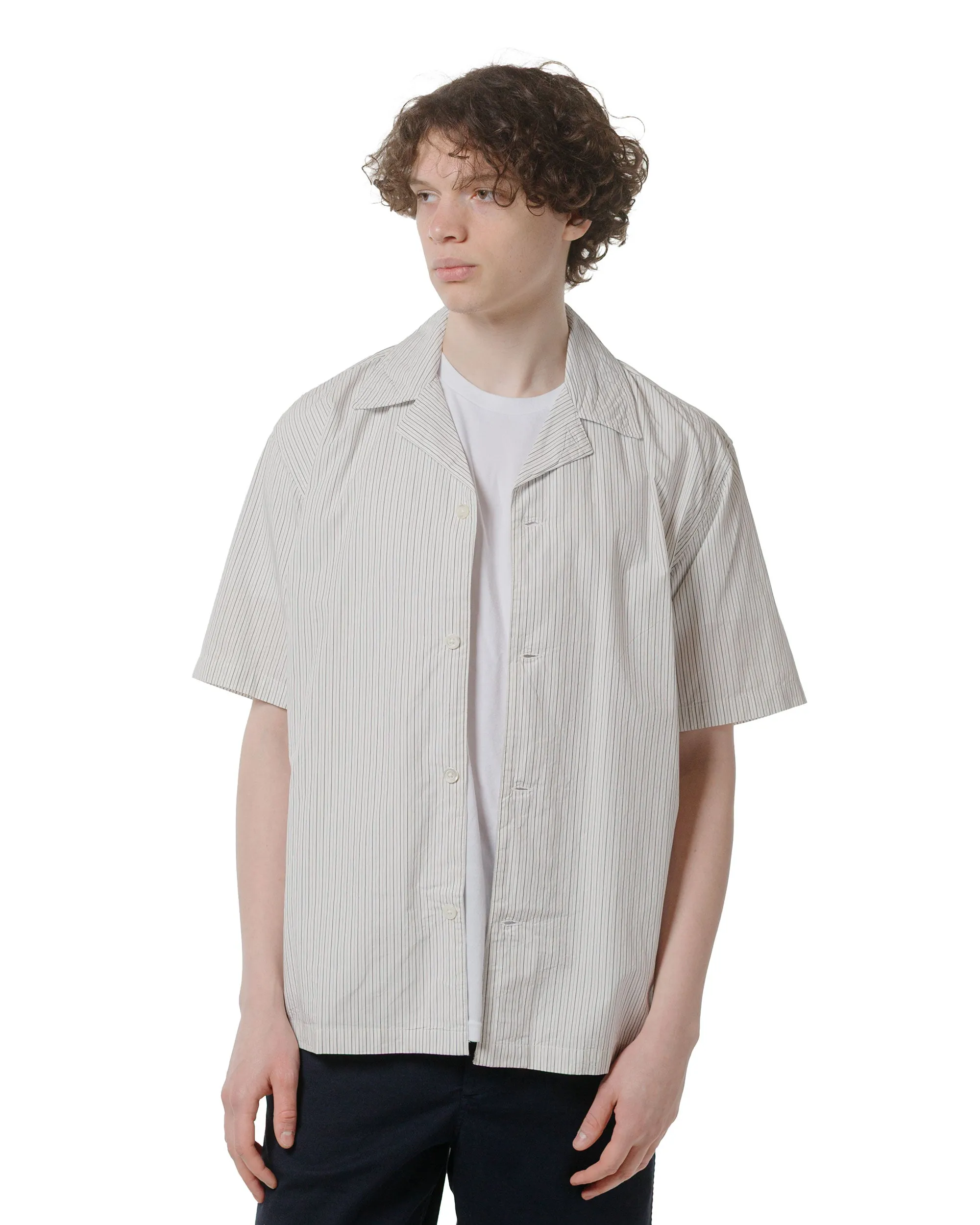 Road Trip Ready Year-Round Favorite Norse Projects Mads Poplin Stripe SS Ecru