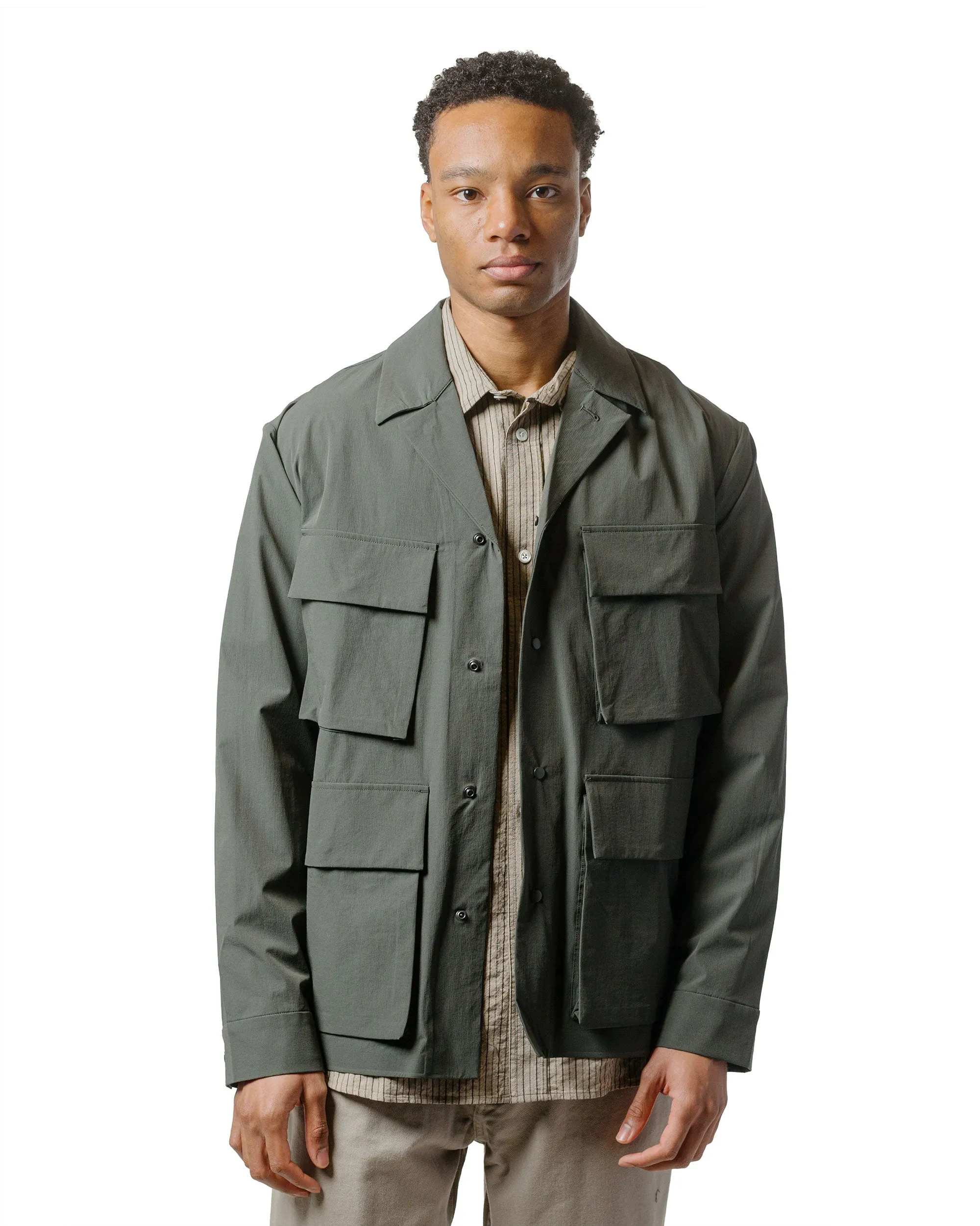 Norse Projects Mads Travel Light Overshirt Black Olive Comfortable Fabric Fitted Cut
