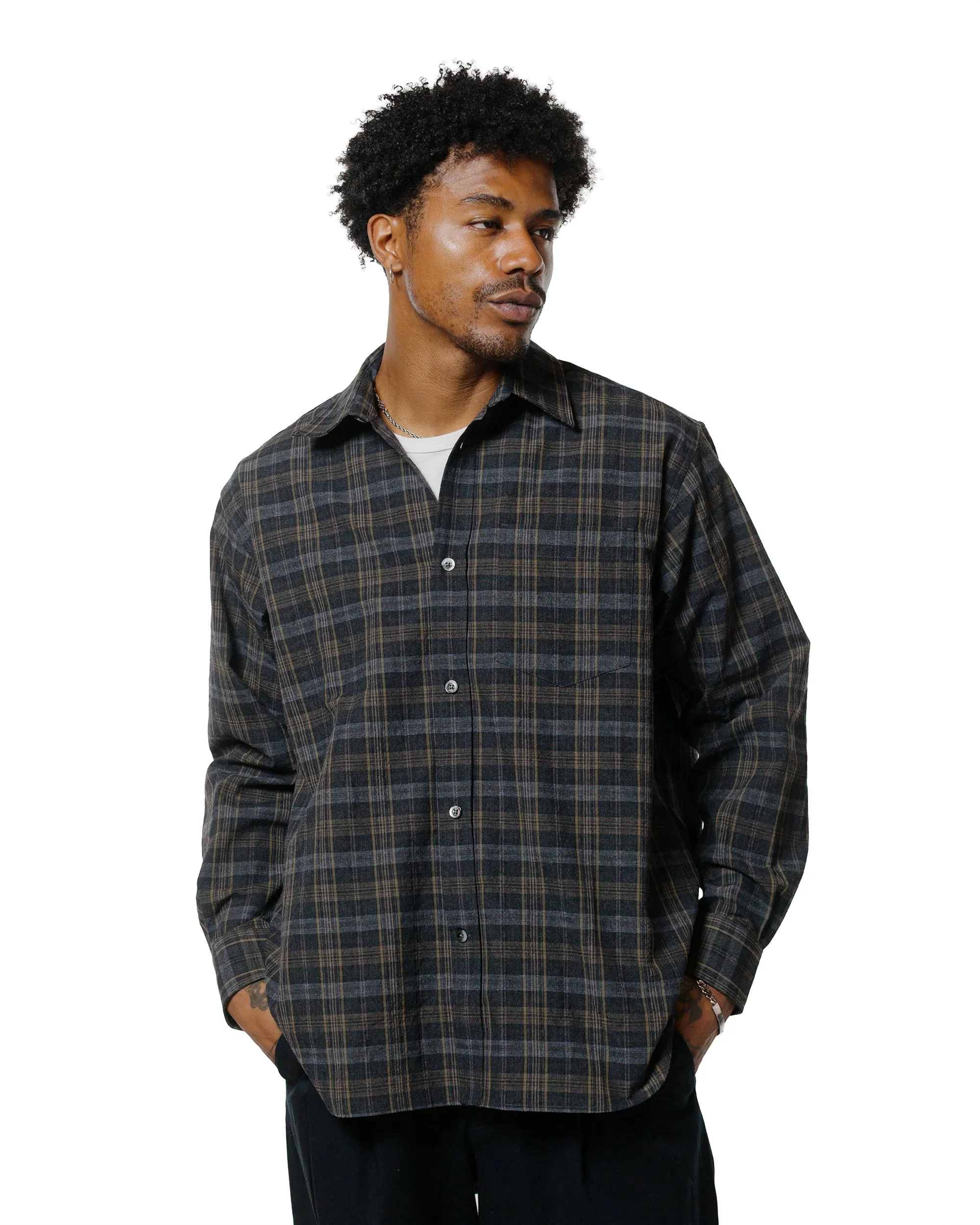 Norse Projects Ole Oversized Wool Check Shirt Charcoal Grey Student Essential