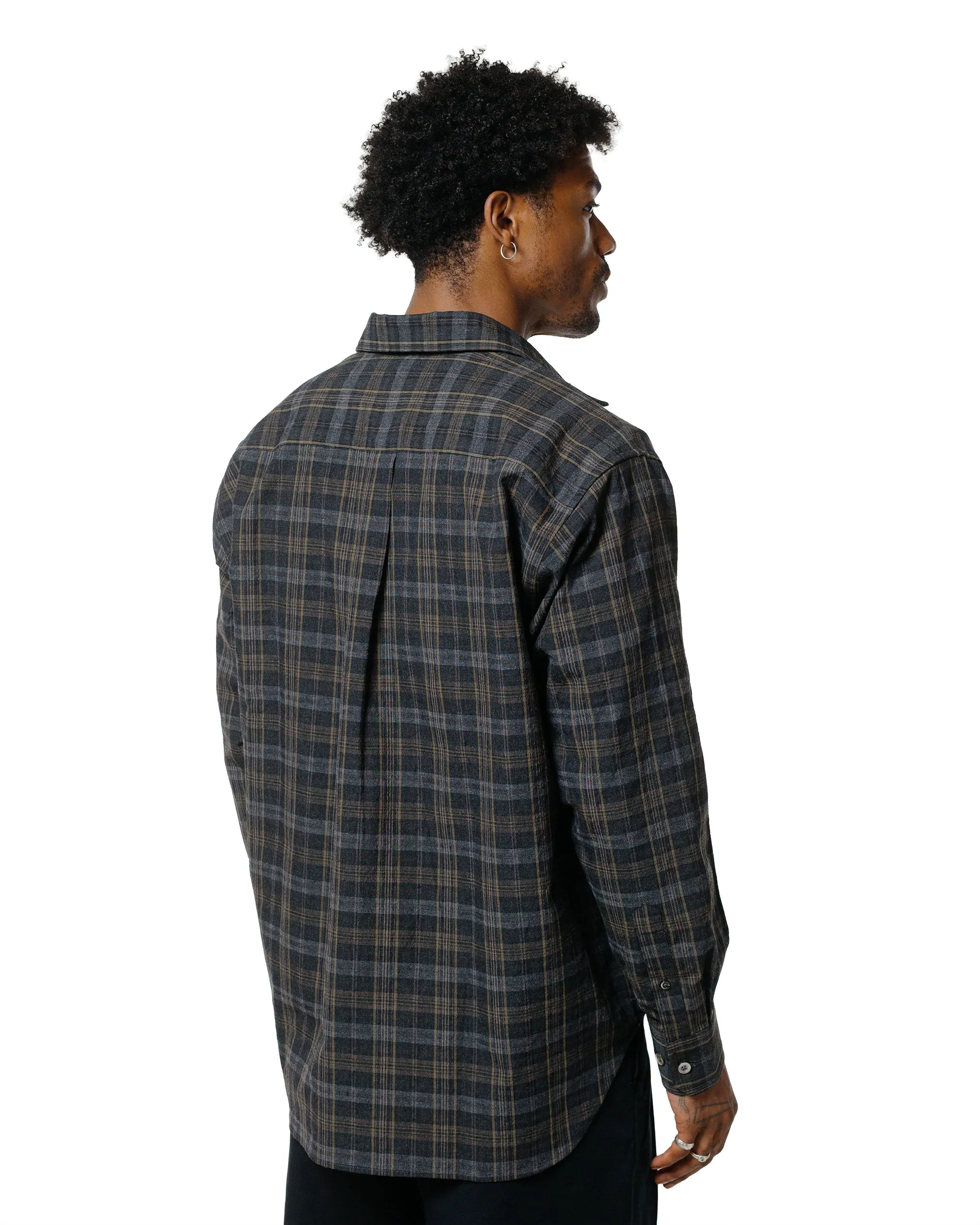 Norse Projects Ole Oversized Wool Check Shirt Charcoal Grey Sophisticated Look Two Tone Stitching