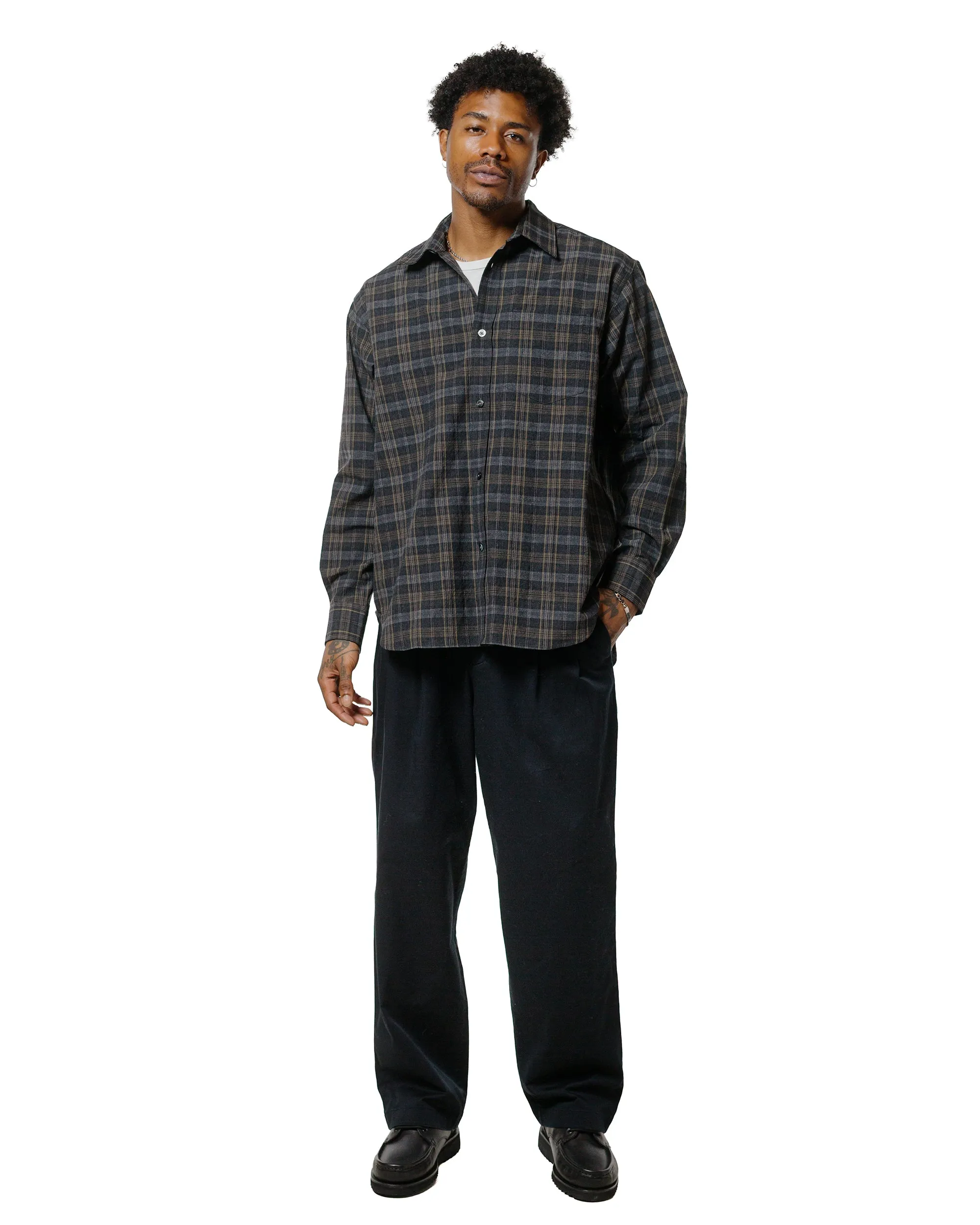Norse Projects Ole Oversized Wool Check Shirt Charcoal Grey Work From Home
