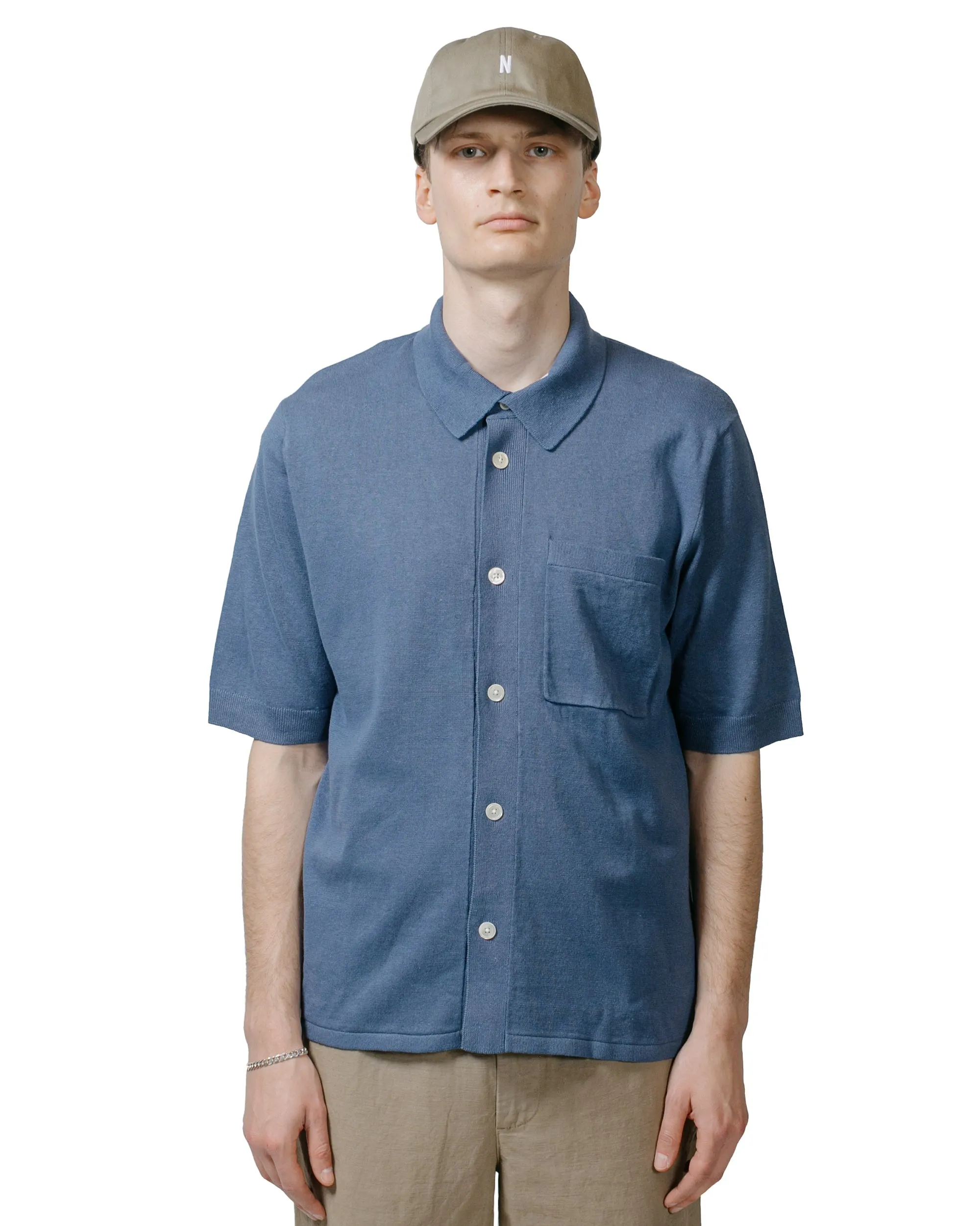 Casual Comfort Affordable Fashion Norse Projects Rollo Cotton Linen SS Shirt Calcite Blue
