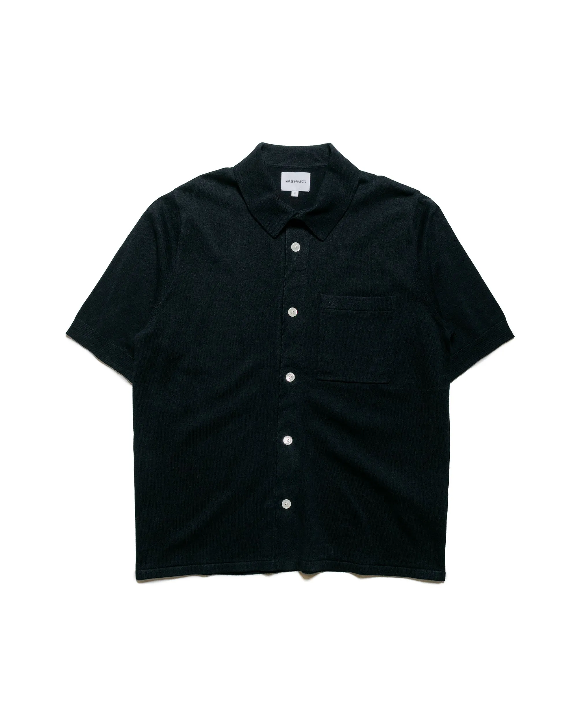 Tuckable Hem Norse Projects Rollo Cotton Linen SS Shirt Dark Navy