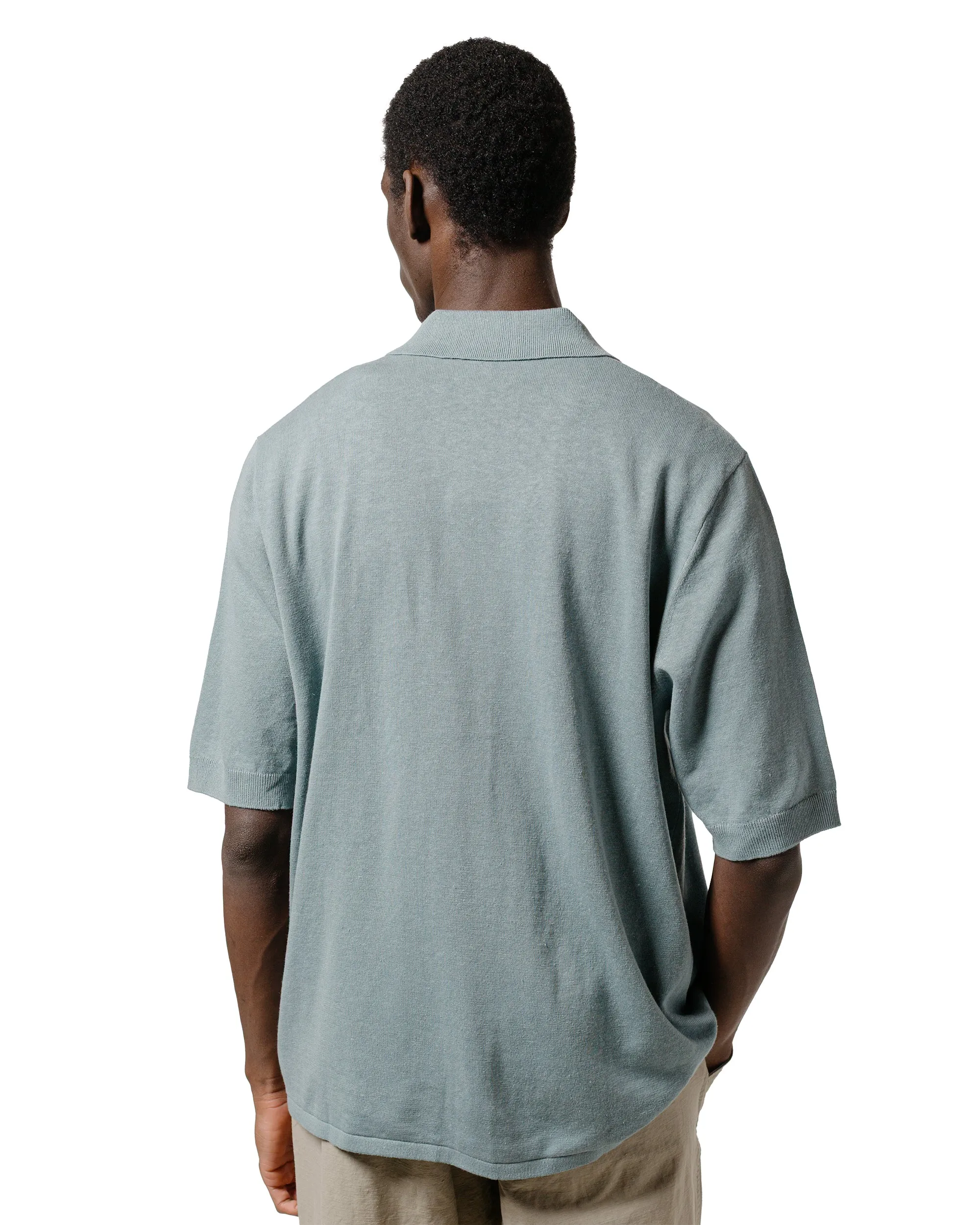Norse Projects Rollo Cotton Linen SS Shirt Greyish Blue Youthful Style No Slip Shoulder Grips