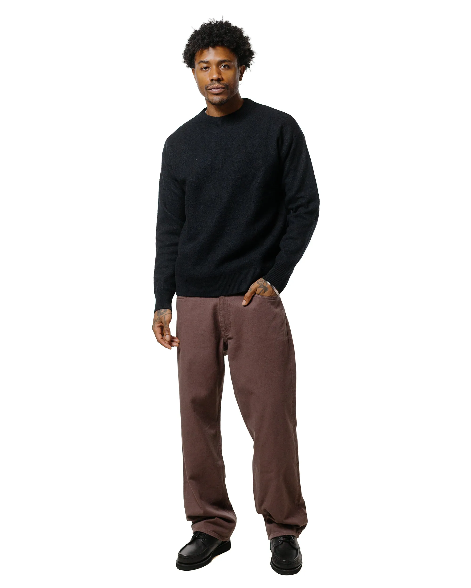 product camouflage stealth goes with boots Norse Projects Rom Boiled Wool Crewneck Dark Navy