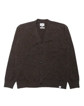Practical Wear slim cut Norse Projects Standard Merino Lambswool Cardigan Heathland Brown