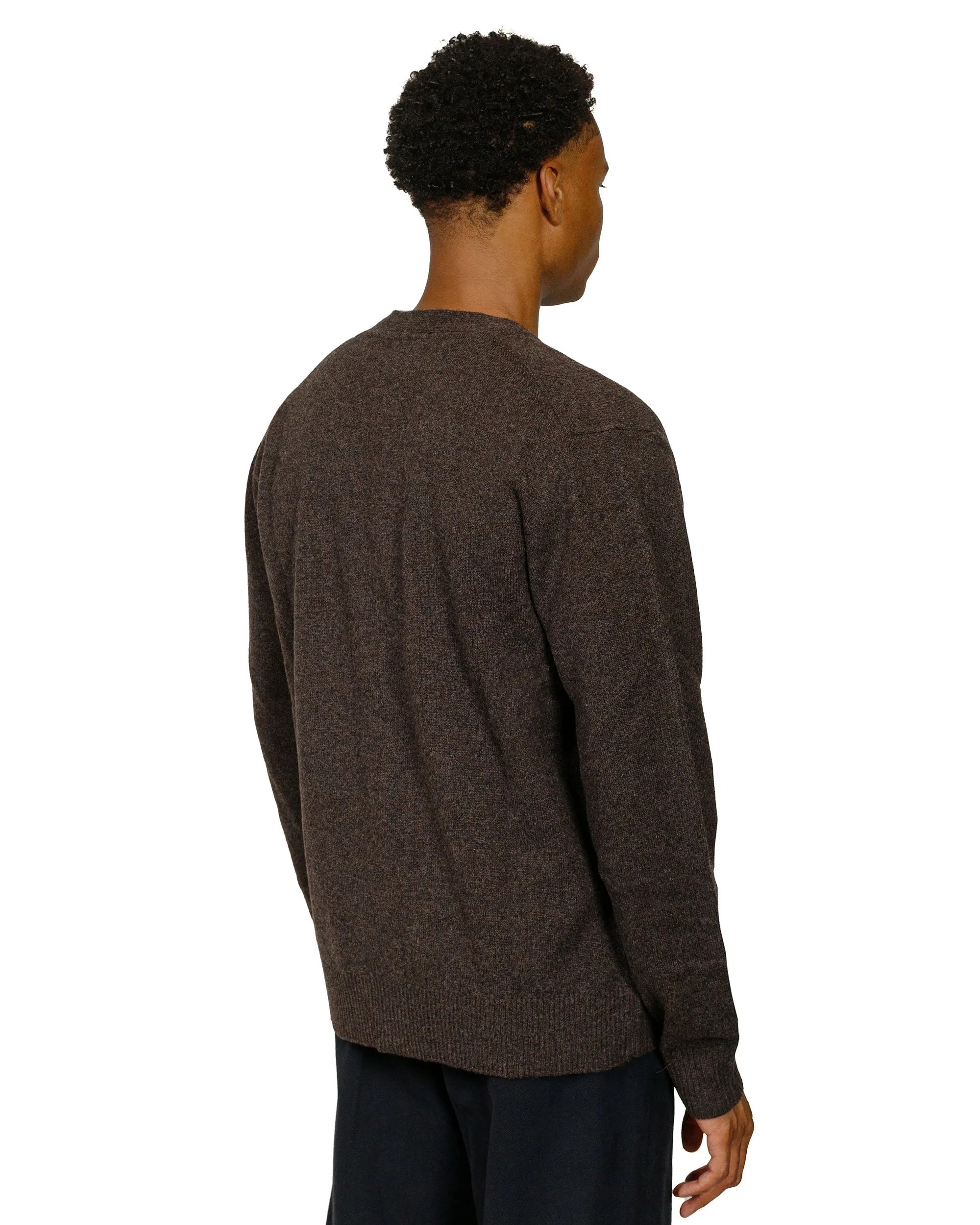 Norse Projects Standard Merino Lambswool Cardigan Heathland Brown low end