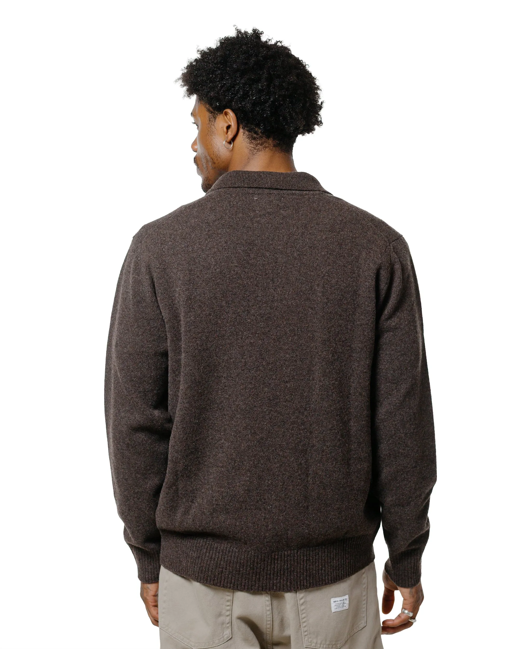 Norse Projects Standard Merino Lambswool Polo Heathland Brown Timeless Style label accents