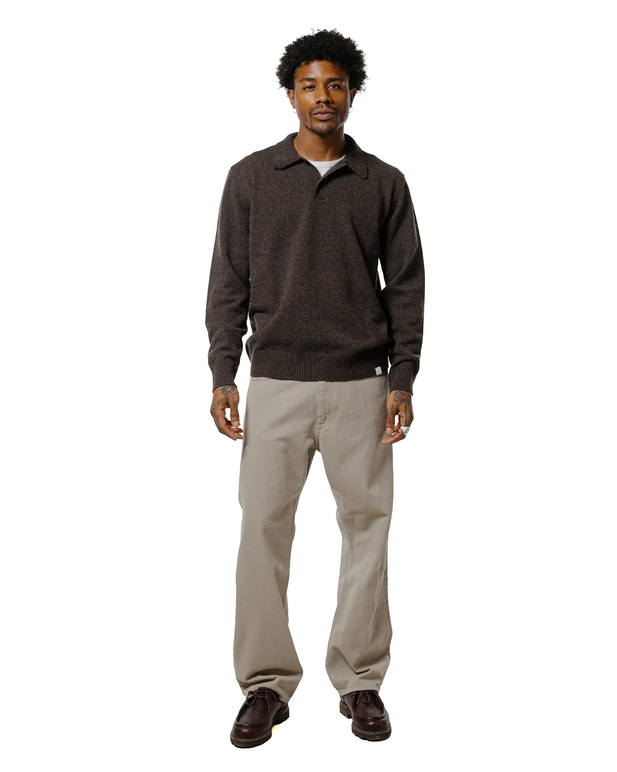 Casual Comfort Norse Projects Standard Merino Lambswool Polo Heathland Brown