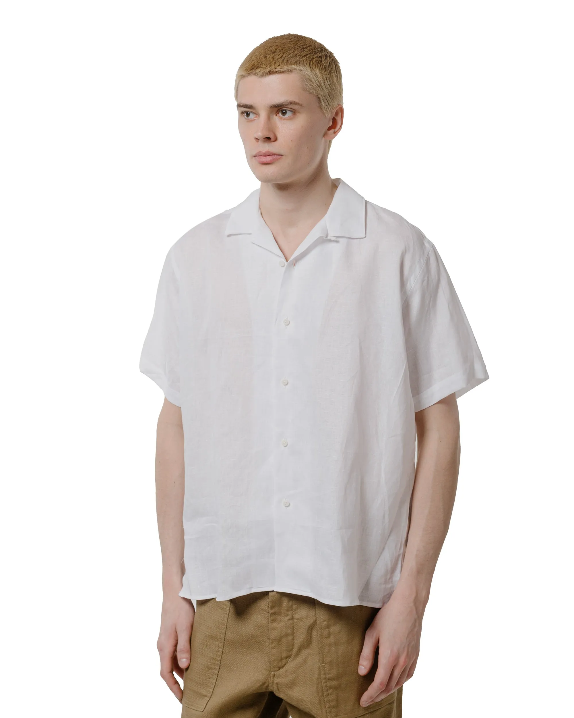 Gitman Vintage Bros. White Linen Short Sleeve Camp Shirt Non-Iron bohemian flair
