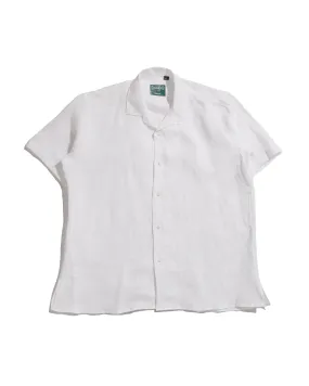 Gitman Vintage Bros. White Linen Short Sleeve Camp Shirt Wrinkle Resistant