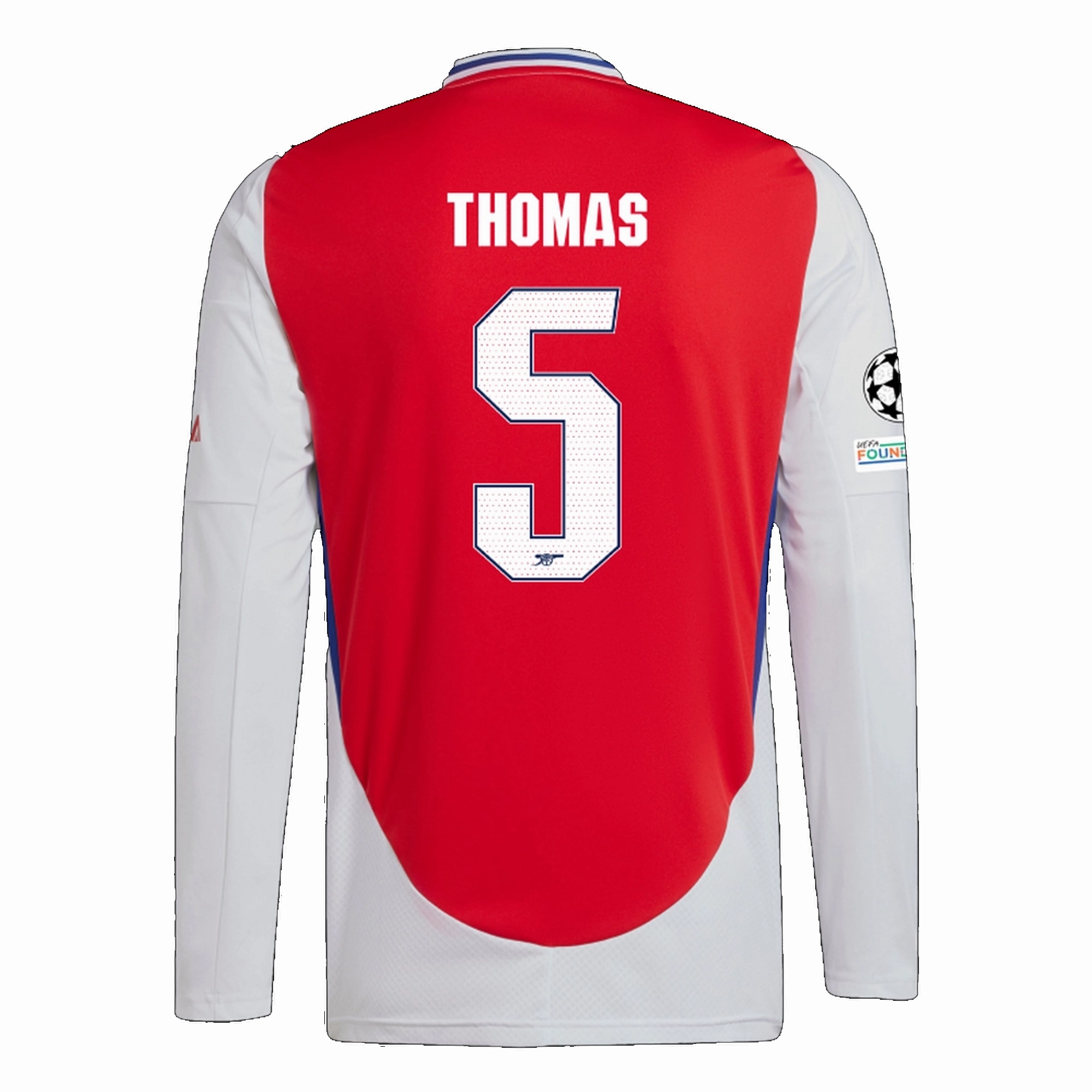 Low Profile Drop Shoulder adidas Arsenal Thomas Partey Home Long Sleeve Jersey w/ Champions League Patches 24/25 (Better Scarlet/White)