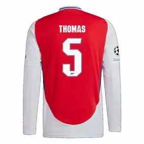 Contrast Binding Trim adidas Arsenal Thomas Partey Home Long Sleeve Jersey w/ Champions League Patches 24/25 (Better Scarlet/White)