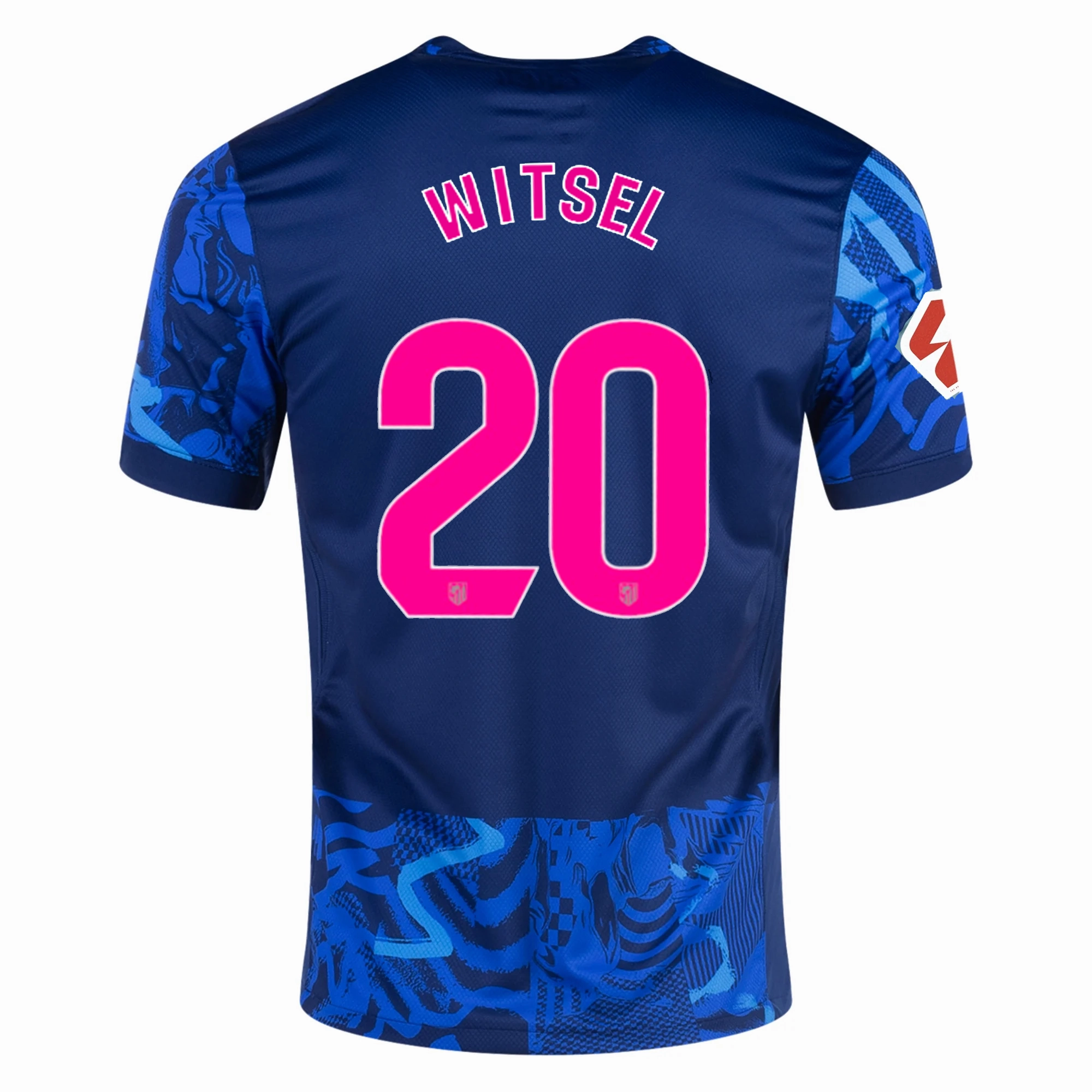 Ventilation Panels High Collar Design Nike Atletico Madrid Axel Witsel Third Jersey w/ La Liga Patch 24/25 (Blue Void/Pink Glow)