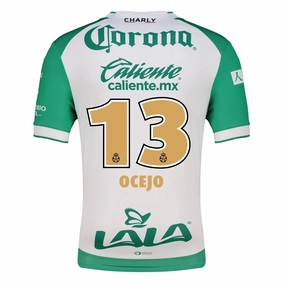 Irregularity Balanced Weave Abrasion Resistant Fabric Charly Jesus Ocejo Men's Santos Laguna Home Jersey 25/26 w/ BBVA MX Patches (Green/White)