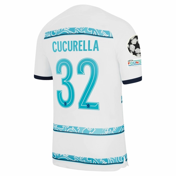 Nike Chelsea Cucurella Away Jersey w/ Champions League   Club World Cup Patches 22/23 (White/College Navy) anti static coating Anti Pilling Finish
