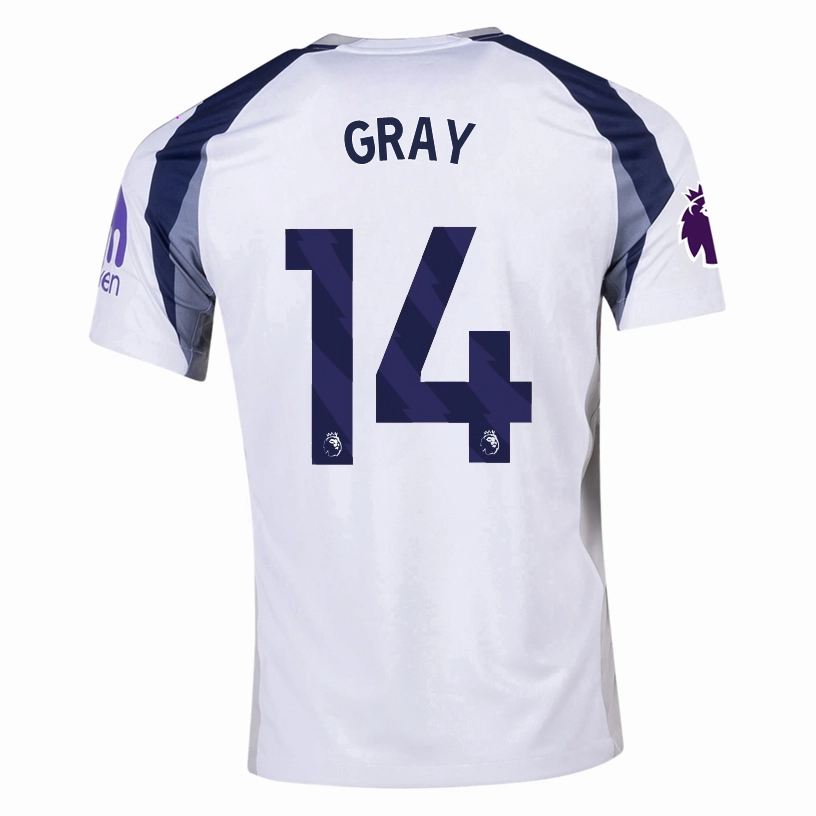 Nike Gray Tottenham Hotspurs Home Jersey w/ EPL   No Room For Racism Patch 25/26 (White/Iron/Binary Blue) Non Restrictive Cuffing
