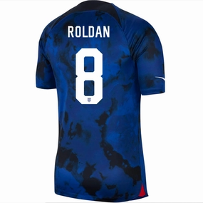 Flexible Collar System Nike United States Cristian Roldan Authentic Match Away Jersey 22/23 (Bright Blue/White)