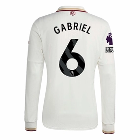 Street Fit adidas Arsenal Gabriel Third Long Sleeve Jersey w/ EPL   No Room For Racism 25/26 (White/Burgundy)