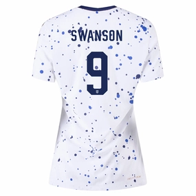 Nike Womens United States Mallory Swanson 4 Star Authentic Match Home Jersey 23/24 w/ 2019 World Cup Champions Patch (White/Loyal Blue) Double Layered Edge Reinforcement