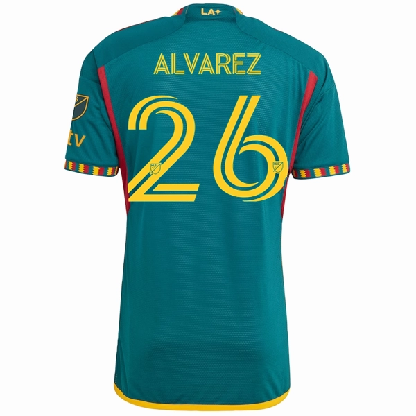 adidas La Galaxy Authentic Alvarez Away Jersey w/ MLS   Apple TV Patch 23/24 (Green/Yellow) Breathable knit