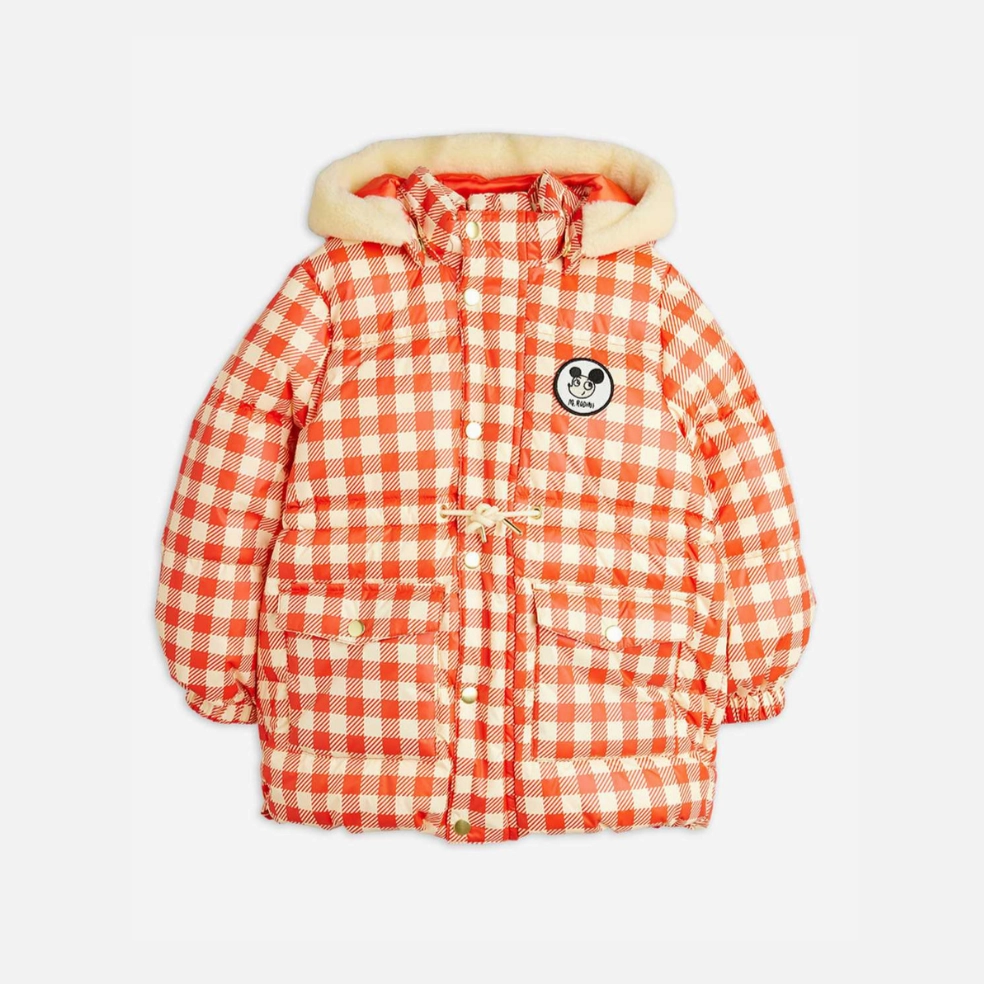 Mini Rodini Ritzratz patch gingham aop heavy puffer, Red Chill Weather
