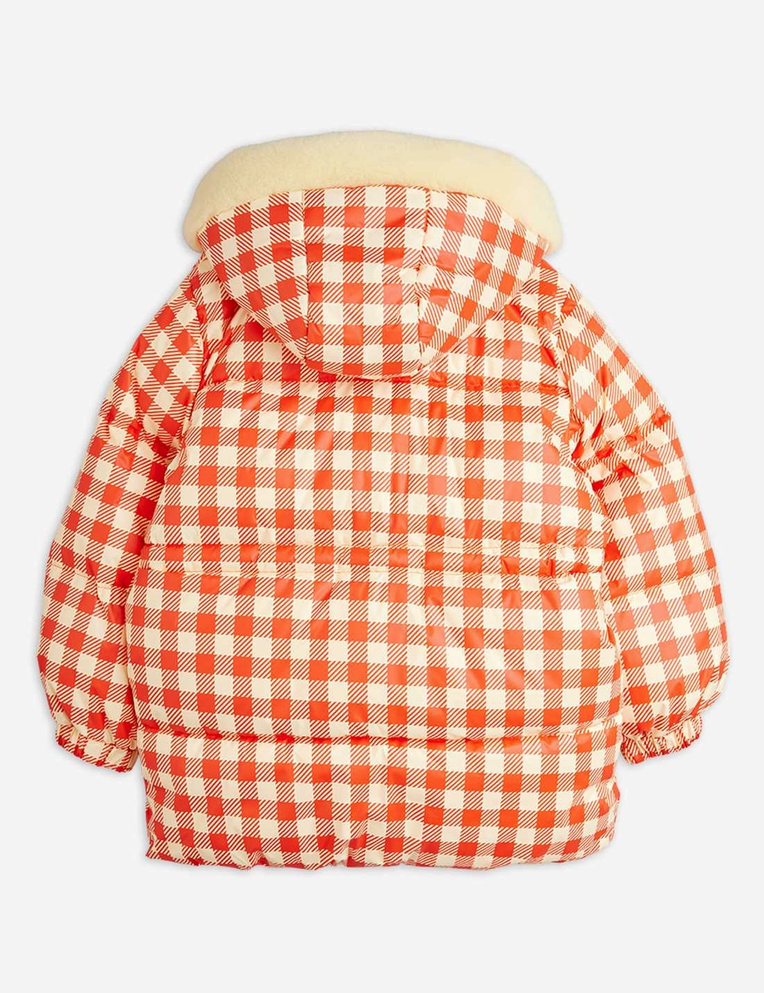 Mini Rodini Ritzratz patch gingham aop heavy puffer, Red abrasion resistant coating Outer Chill Piece