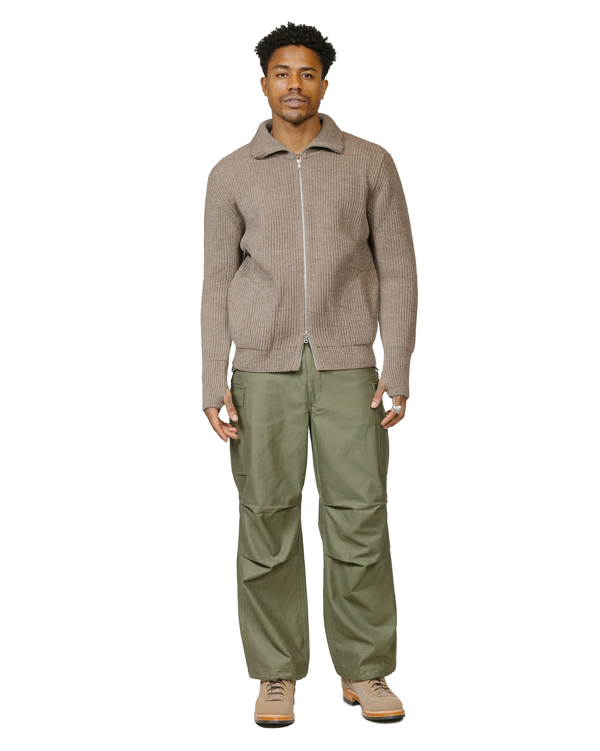 Andersen-Andersen Navy Full-Zip Pockets Natural Taupe product package deal