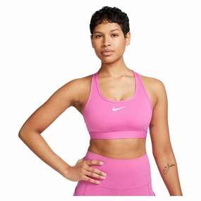 Women's Swoosh Medium Support Padded Sports Bra Spaghetti straps Elastic cuffs seams