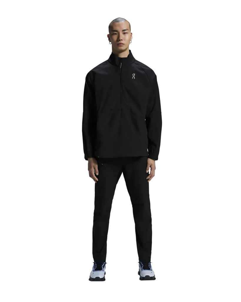 On "All Day Half Zip Jacket" - Black OdorResistant Coating Adjustable Waistband
