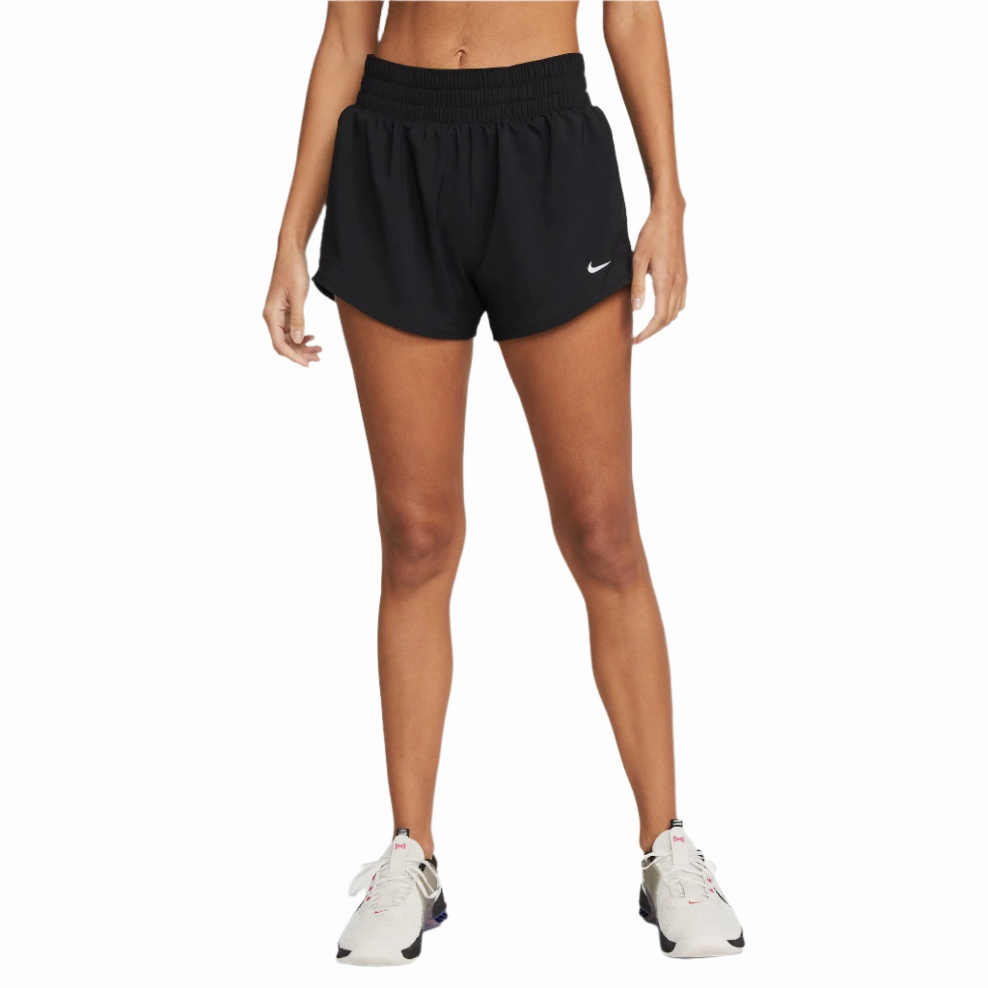 One Women's Dri-Fit Mid-Rise 3 Inch Brief-Lined Shorts Double Layered Knees Stylish Outfit