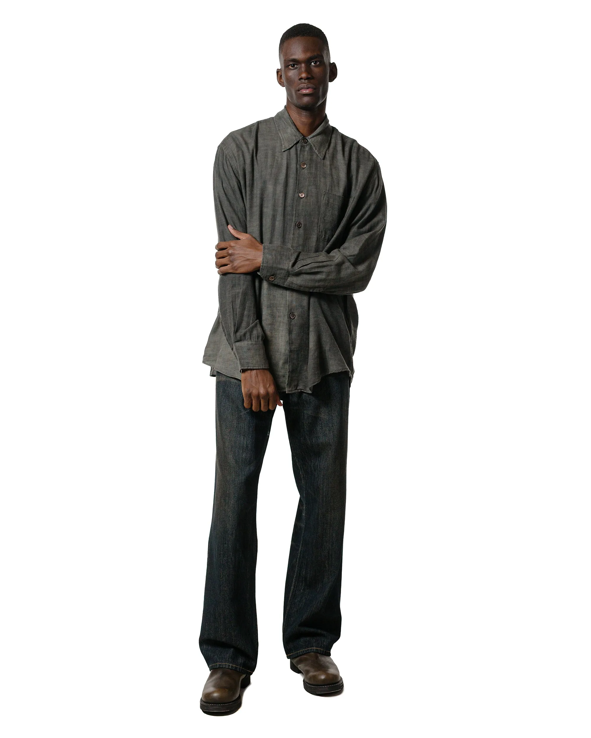 Our Legacy Above Shirt Dark Cloud Sparse Cotton Wool Current Style Reinforced Hems