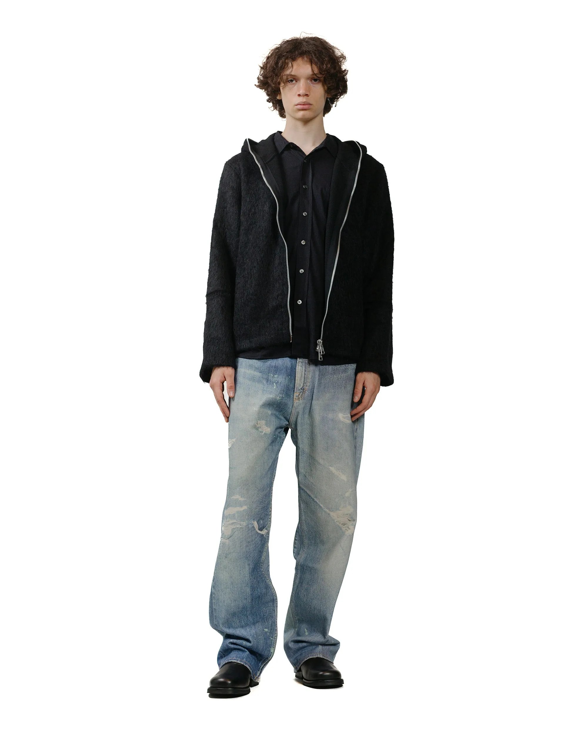 Travel Relaxed Our Legacy Full Zip Hood Black Hairy Wool