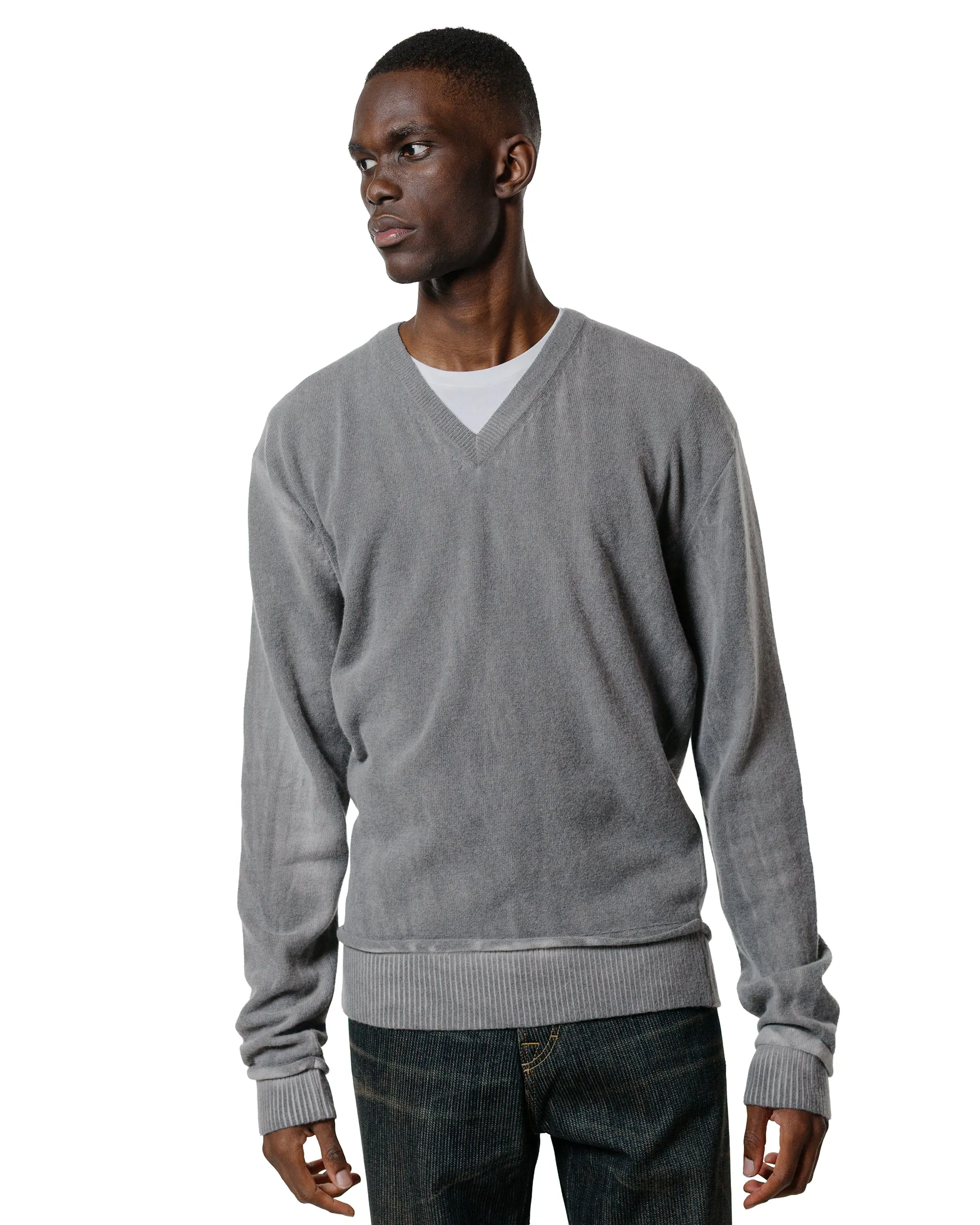 Luxury Our Legacy Parallel V-Neck Grey Spray Dye Cherub Wool
