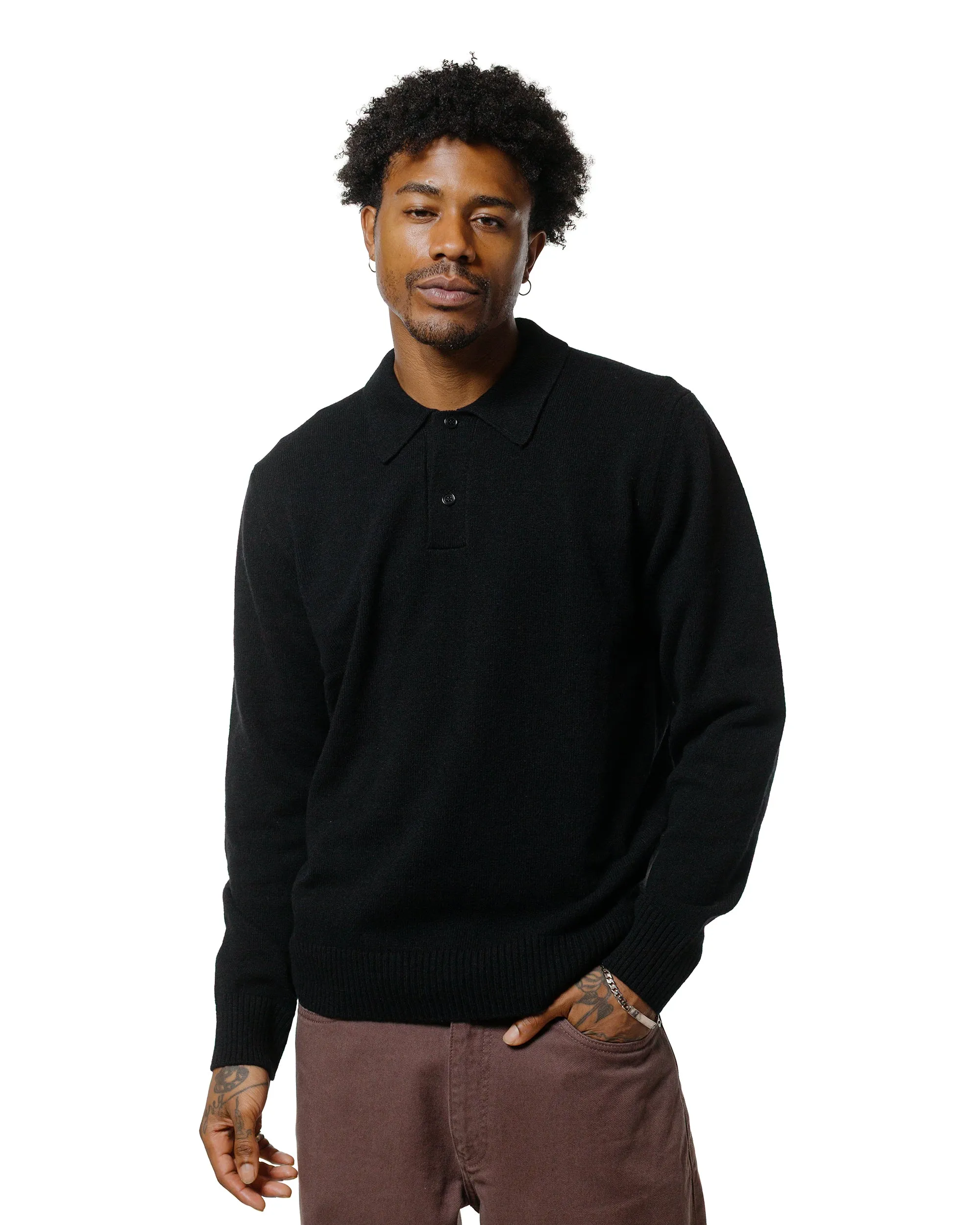 Water-Repellent Finish Norse Projects Standard Merino Lambswool Polo Black