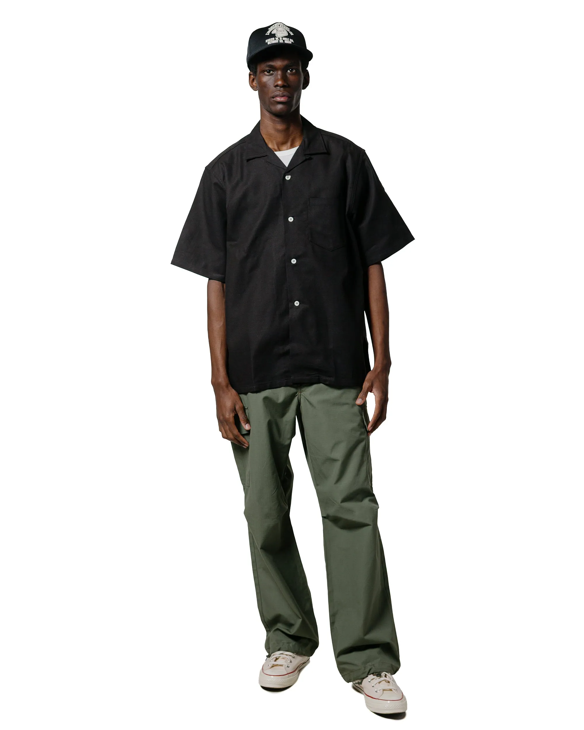 The Real McCoy's MS25011 Joe McCoy Panama Shirt S/S Black Trendy designs