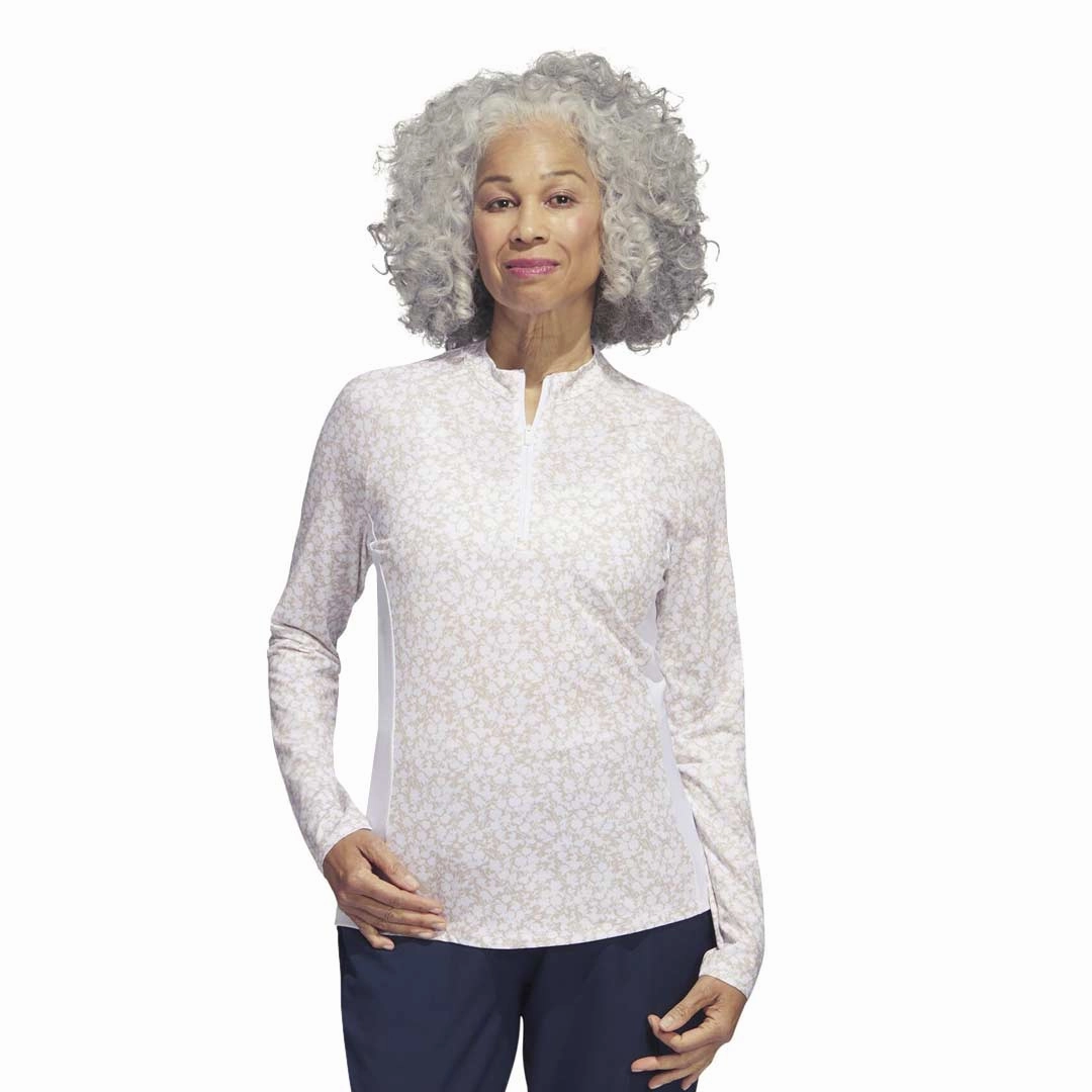 adidas - Women's Ultimate365 Printed 1/4-Zip Mock-Neck Polo (HT1232) Quick Fit