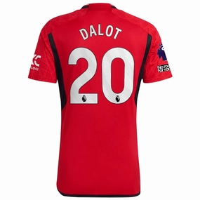 adidas Manchester United Diogo Dalot Home Jersey 23/24 w/ EPL   No Room For Racism Patches (Team College Red) Balanced Motion