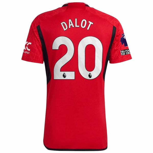 adidas Manchester United Diogo Dalot Home Jersey 23/24 w/ EPL   No Room For Racism Patches (Team College Red) Balanced Motion