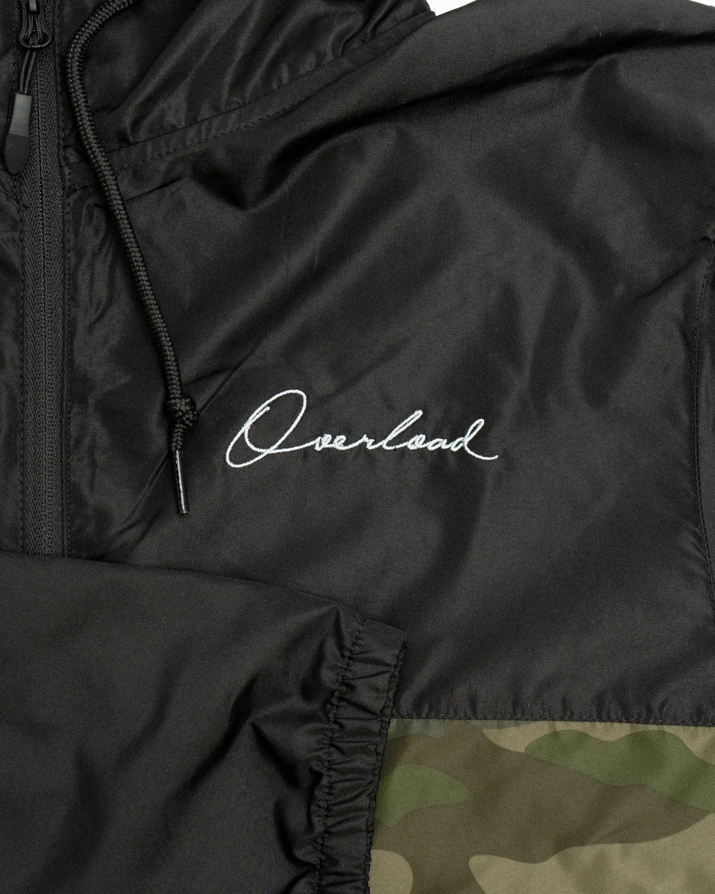 Overload Lightweight Full Zip Windbreaker - Black / Forest Camo 4Way Stretch Camera Glow