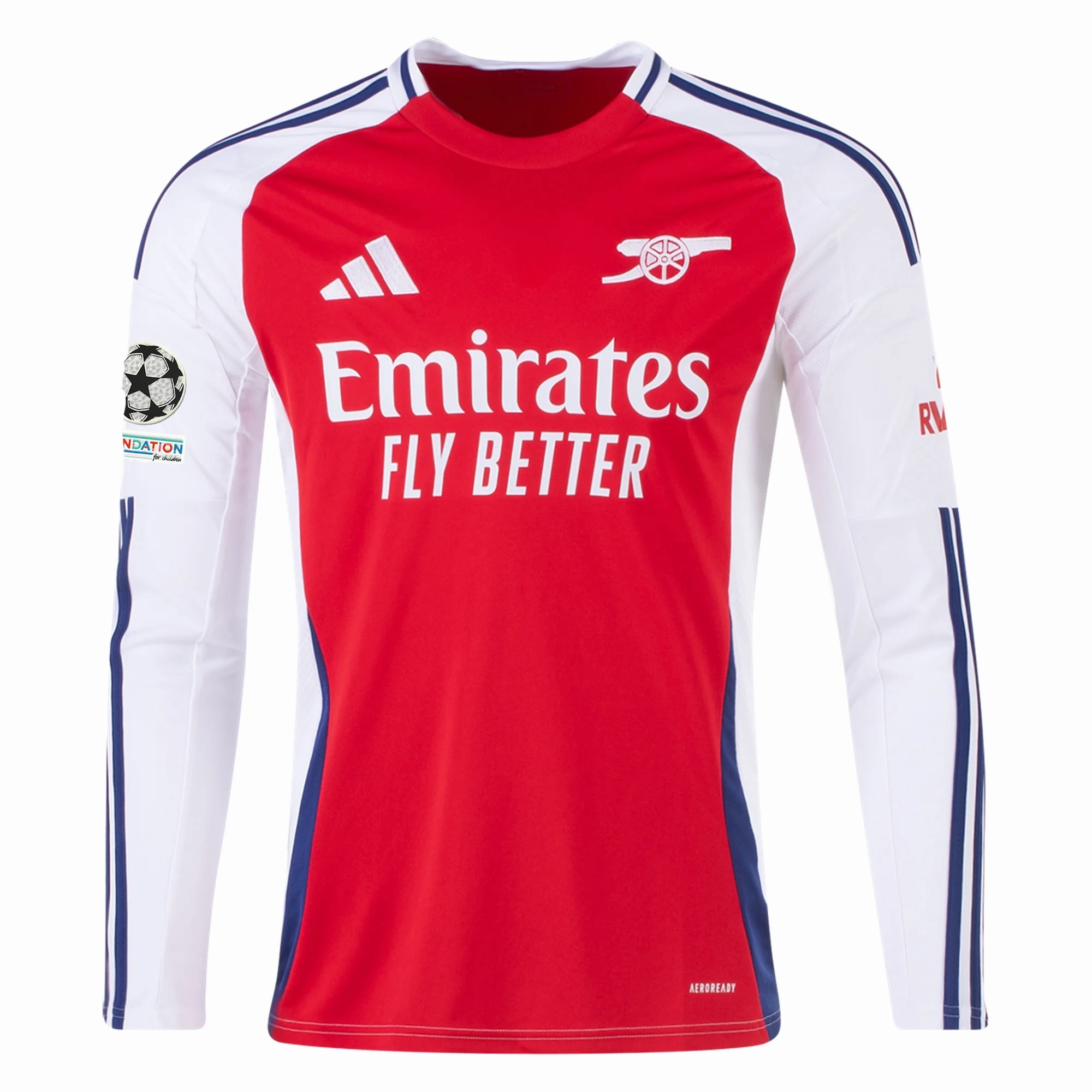 Smart Wear adidas Arsenal Martin ?degaard Home Long Sleeve Jersey w/ Champions League Patches 24/25 (Better Scarlet/White)