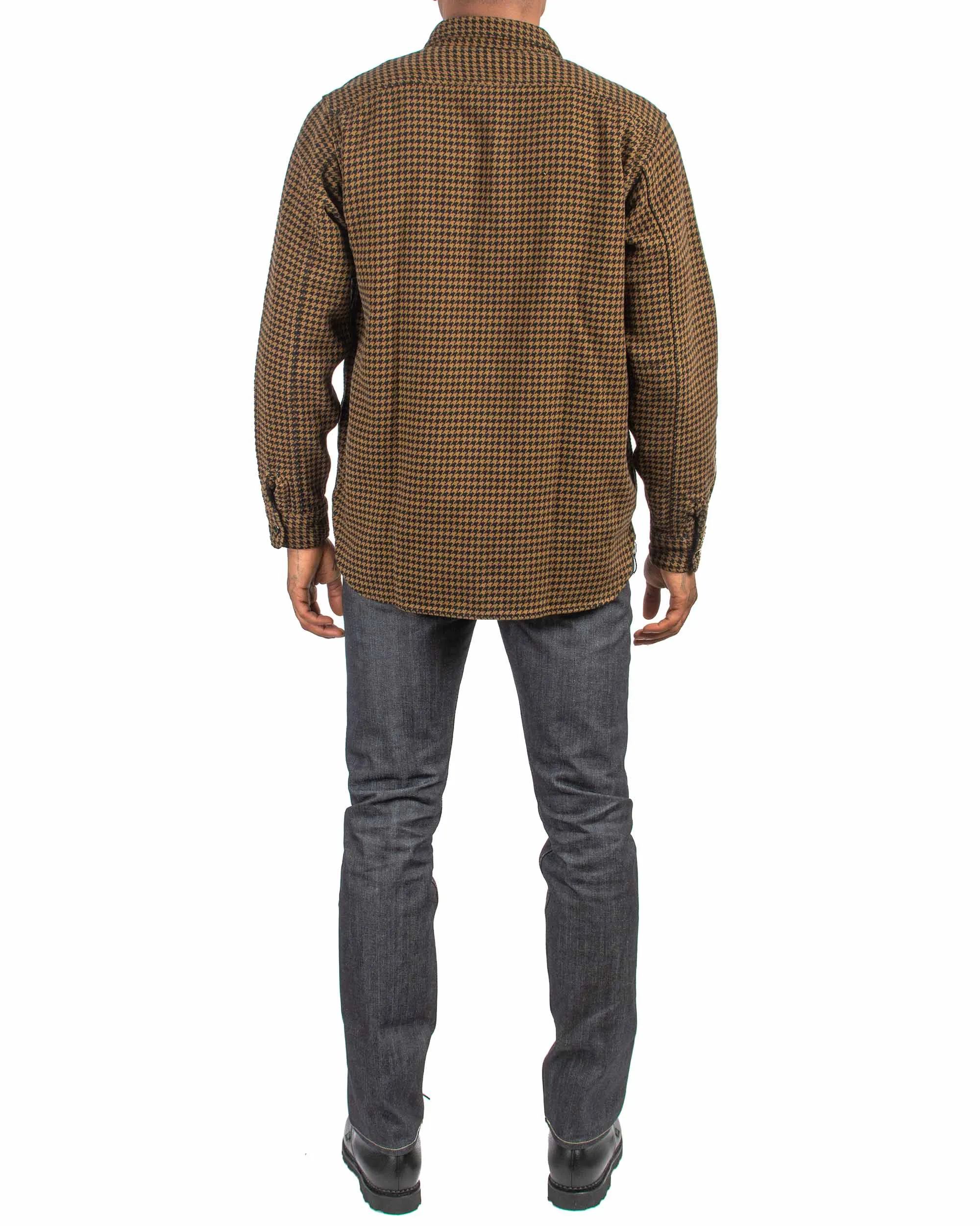 The Real McCoy's MS21102 8HU Houndstooth Flannel Shirt Mustard Bold Graphics Urban Edge