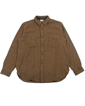 The Real McCoy's MS21102 8HU Houndstooth Flannel Shirt Mustard Tailored Cut Thermal Regulation Fabric