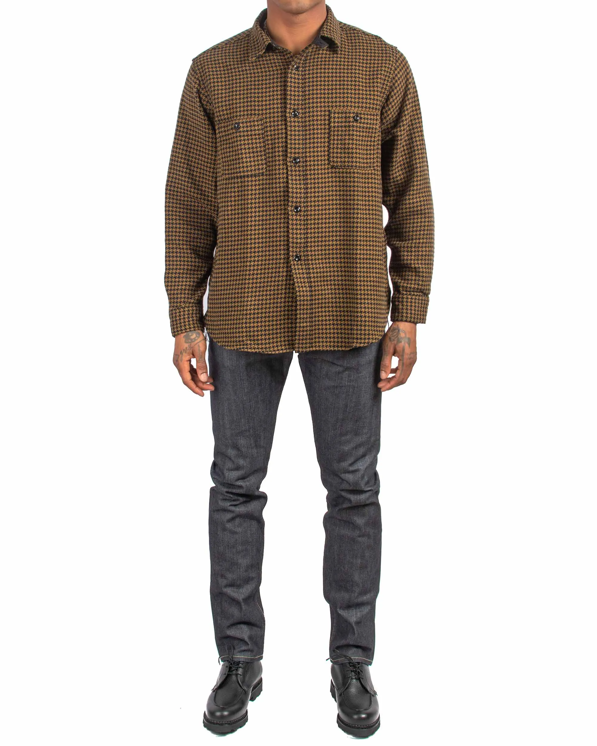 Vibrant color The Real McCoy's MS21102 8HU Houndstooth Flannel Shirt Mustard