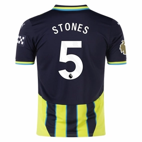 Puma Manchester City John Stones Away Jersey w/ EPL   Club World Cup Patch 24/25 (New Navy/Yellow Glow) Yarn Dye Pattern Eco Friendly Recycled Material